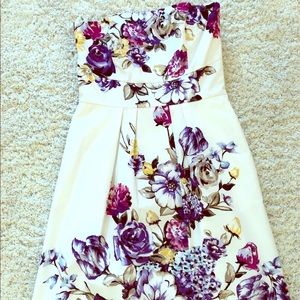 Floral Strapless White House Black Market Dress
